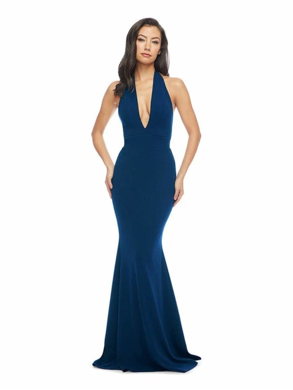 DRESS THE POPULATION Camden Gown – Peacock Blue (Size M, NWT)